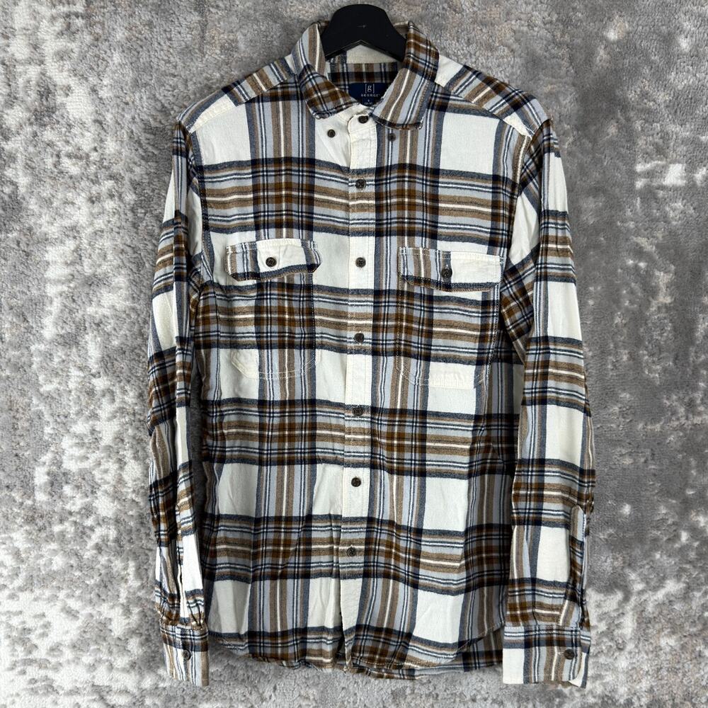 George Size S 34-36 Plaid Cotton Blend Casual Button‎ Shirt Long Sleeve Pocket